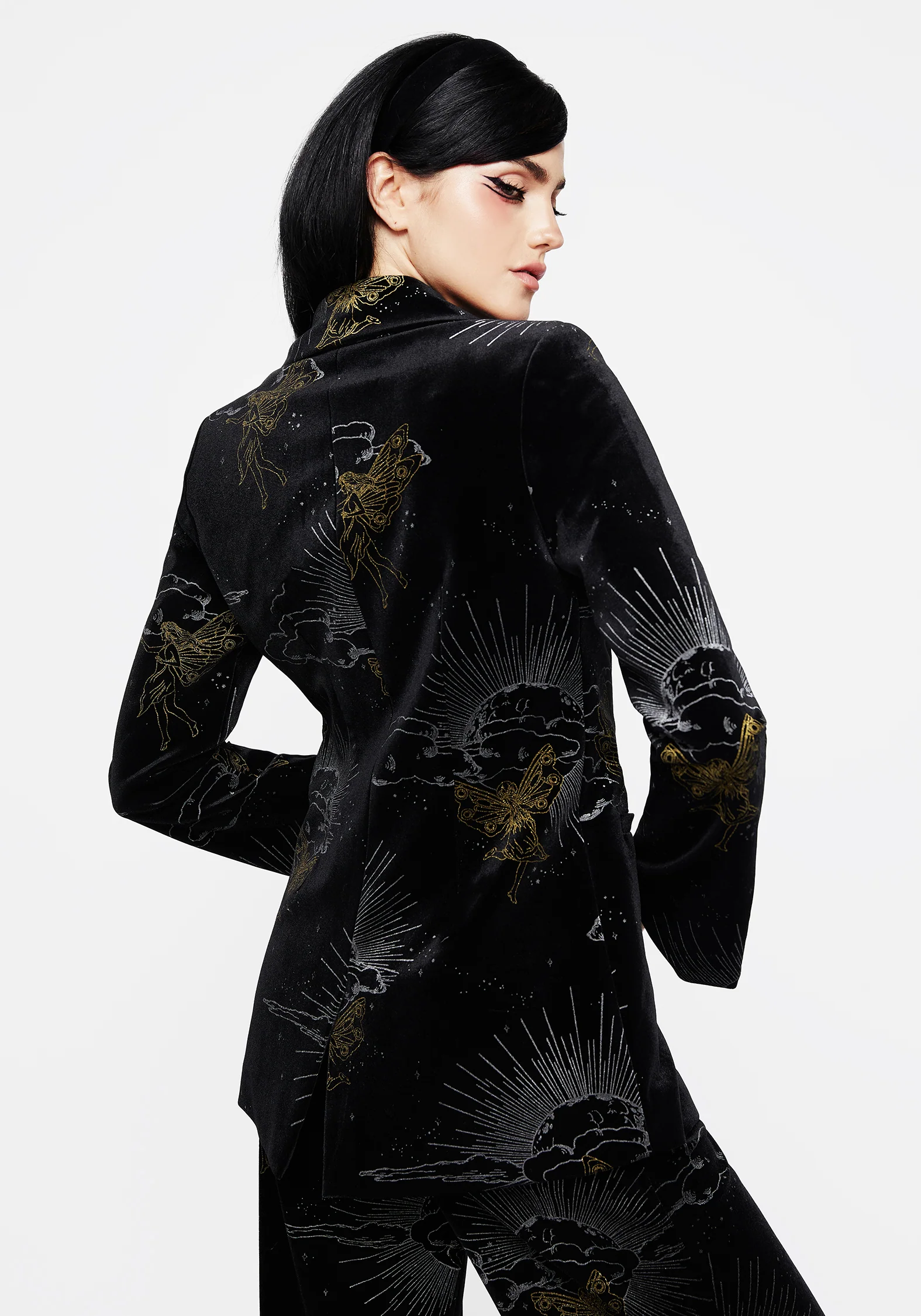 Adelina Foil Print Velour Blazer - Image 3