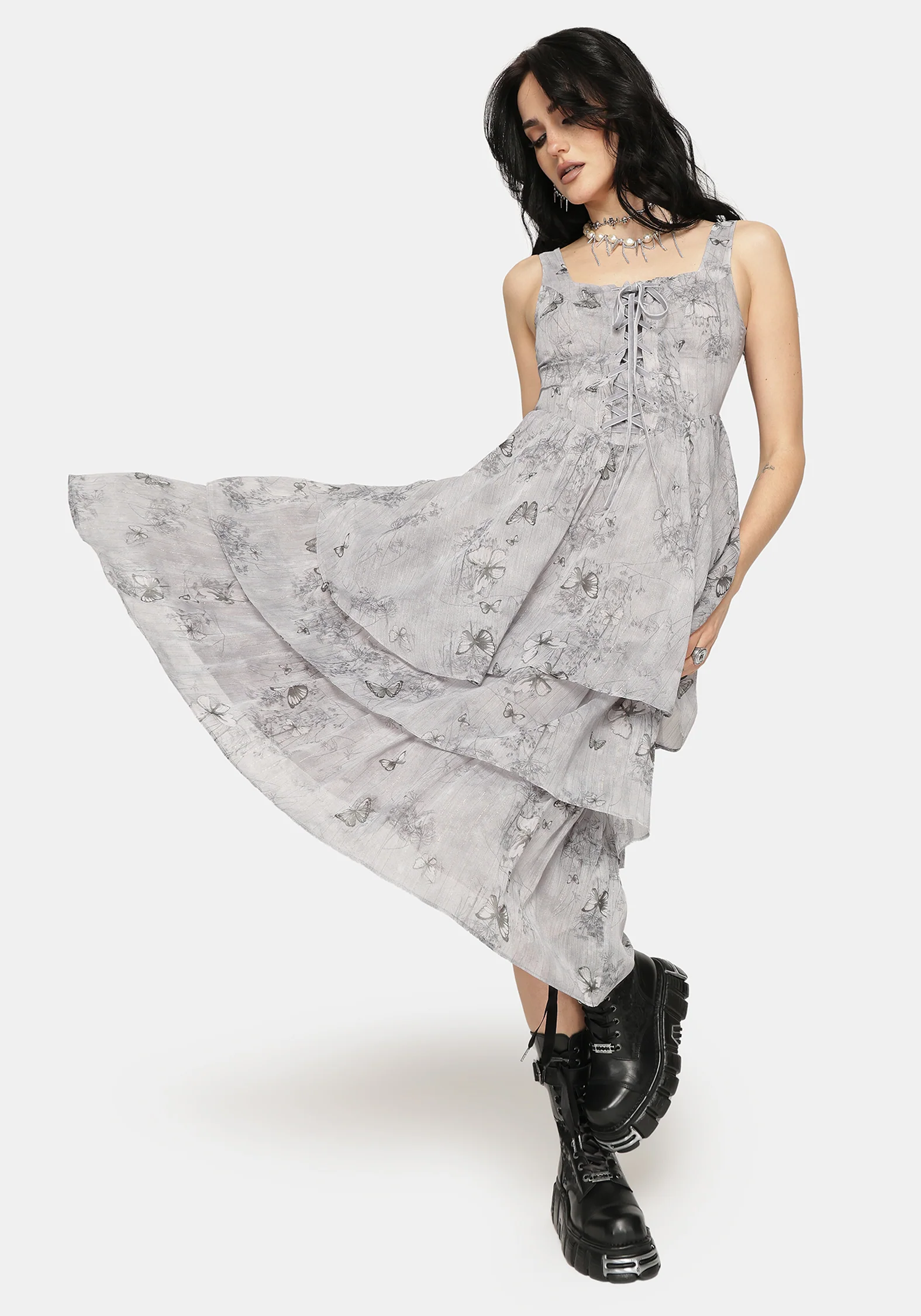 Aureline Butterfly Tiered Midi Dress - Image 7