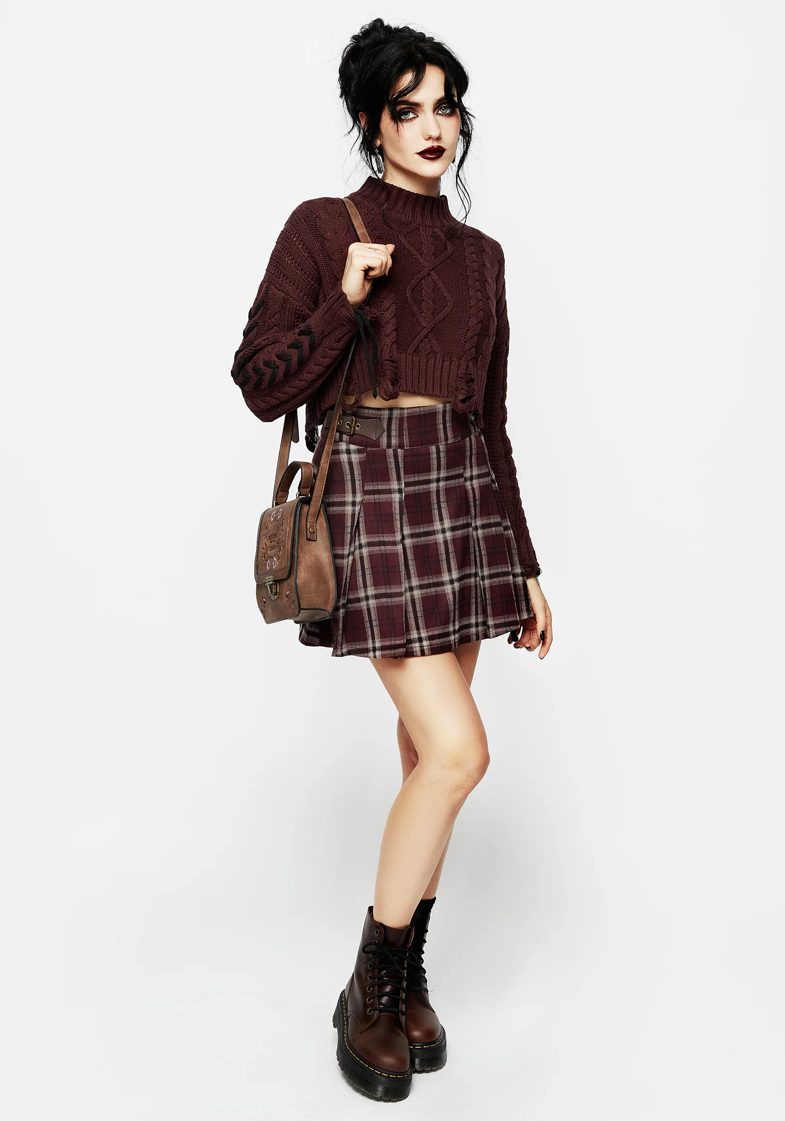 Bramble Check Pleated Mini Skirt - Image 4
