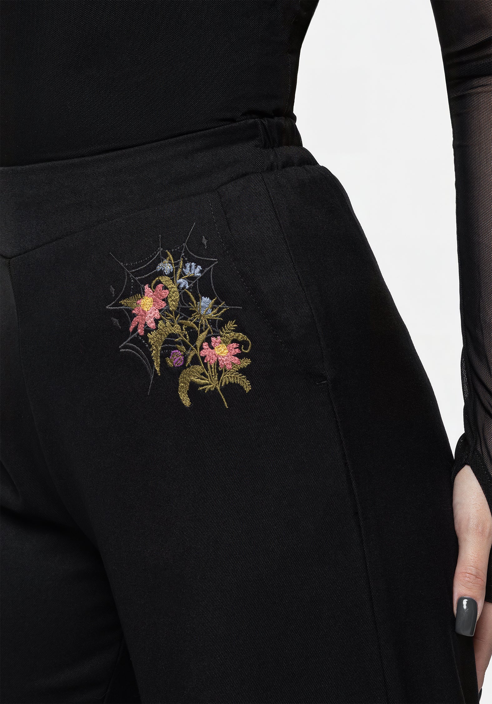 Cleome Floral Spiderweb Embroidered Trousers - Image 6