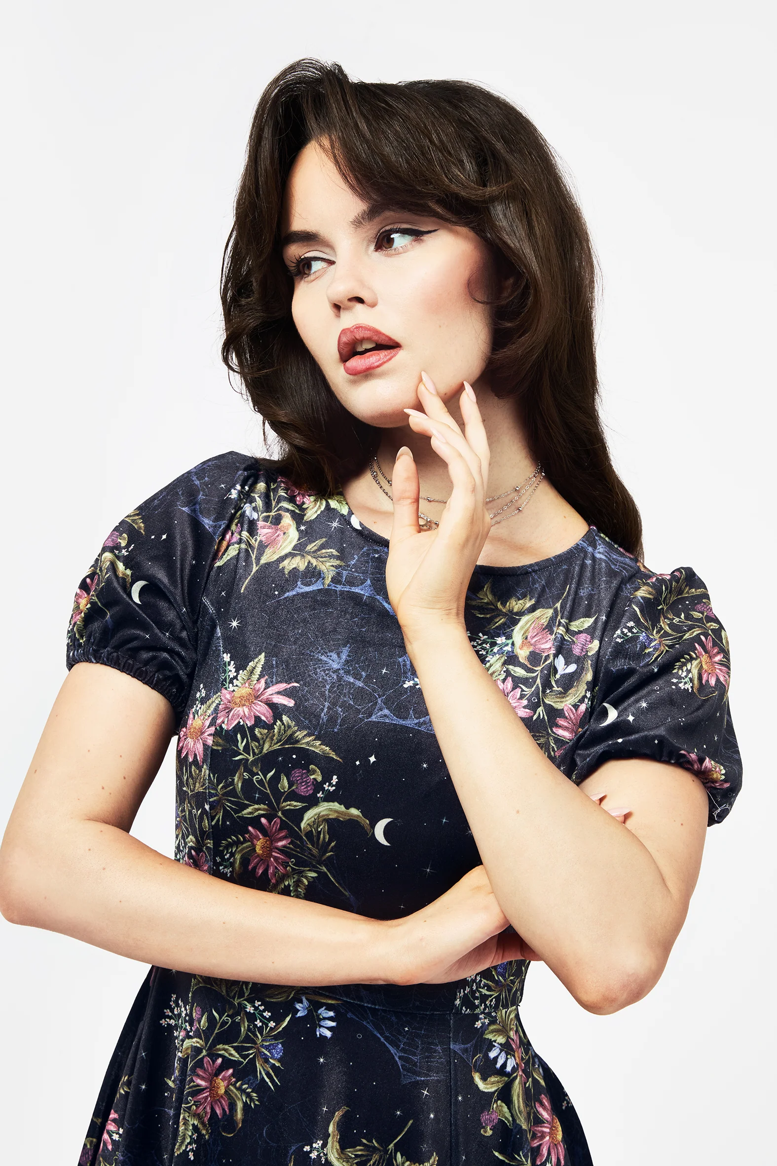 Cleome Floral Spiderweb Velour Mini Dress - Image 4