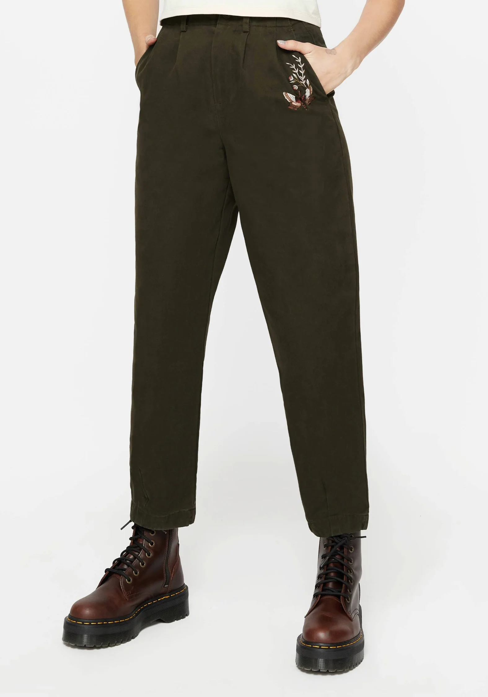 Copia Cotton Embroidered Tapered Tailored Trousers - Image 6
