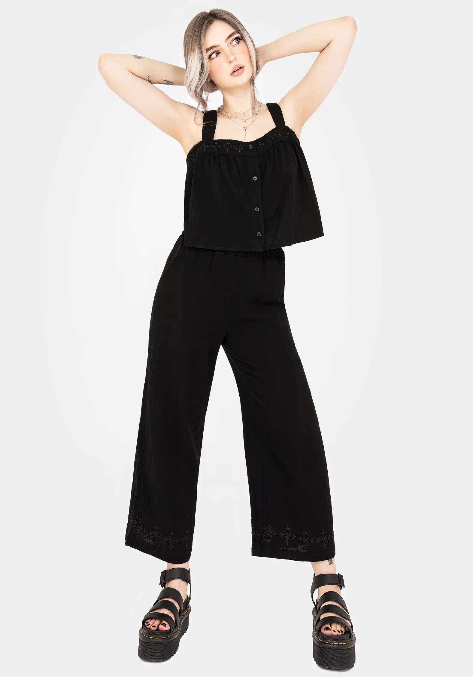 Damara Embroidered Cotton Button Up Blouse - Image 6