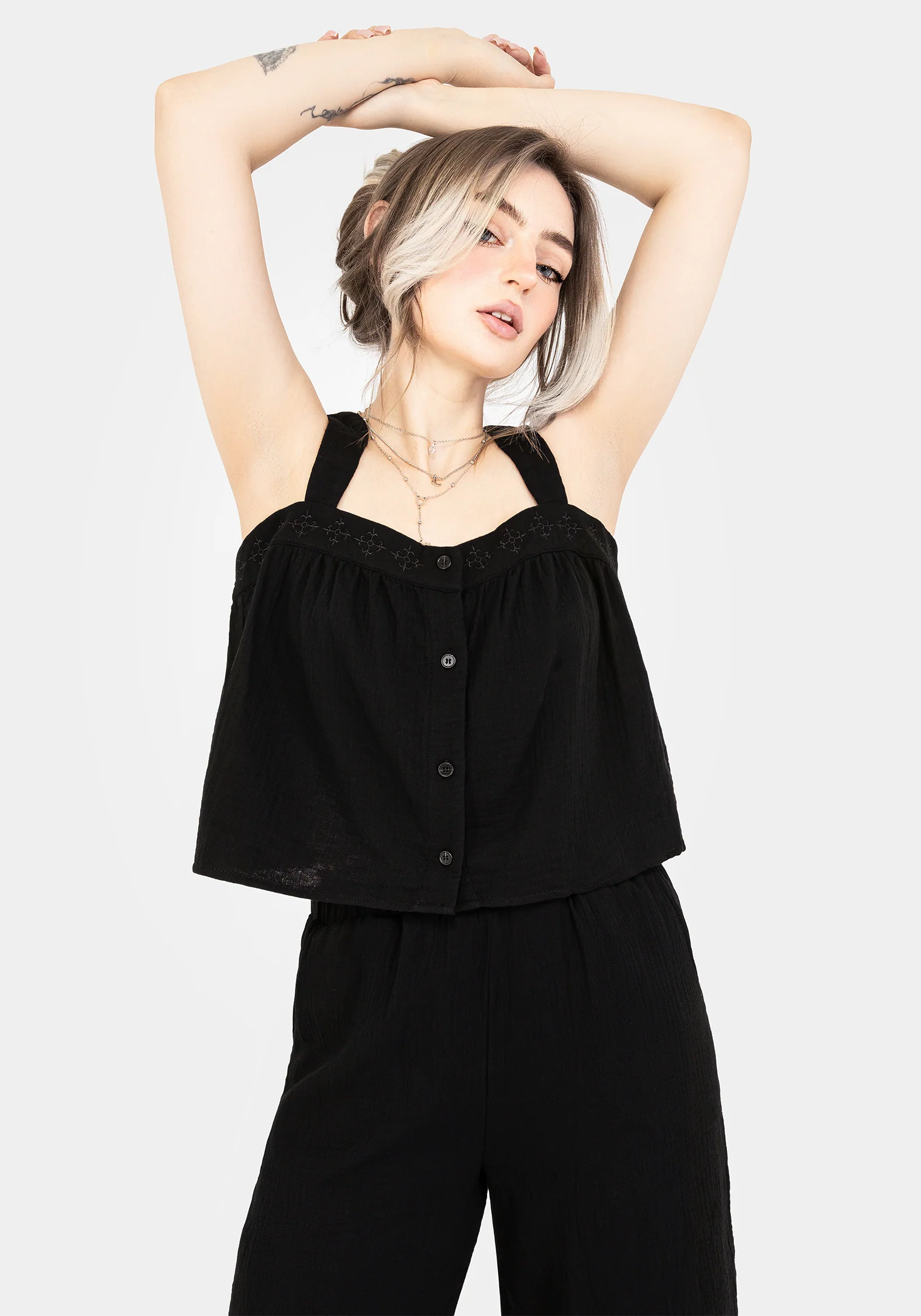 Damara Embroidered Cotton Button Up Blouse - Image 7