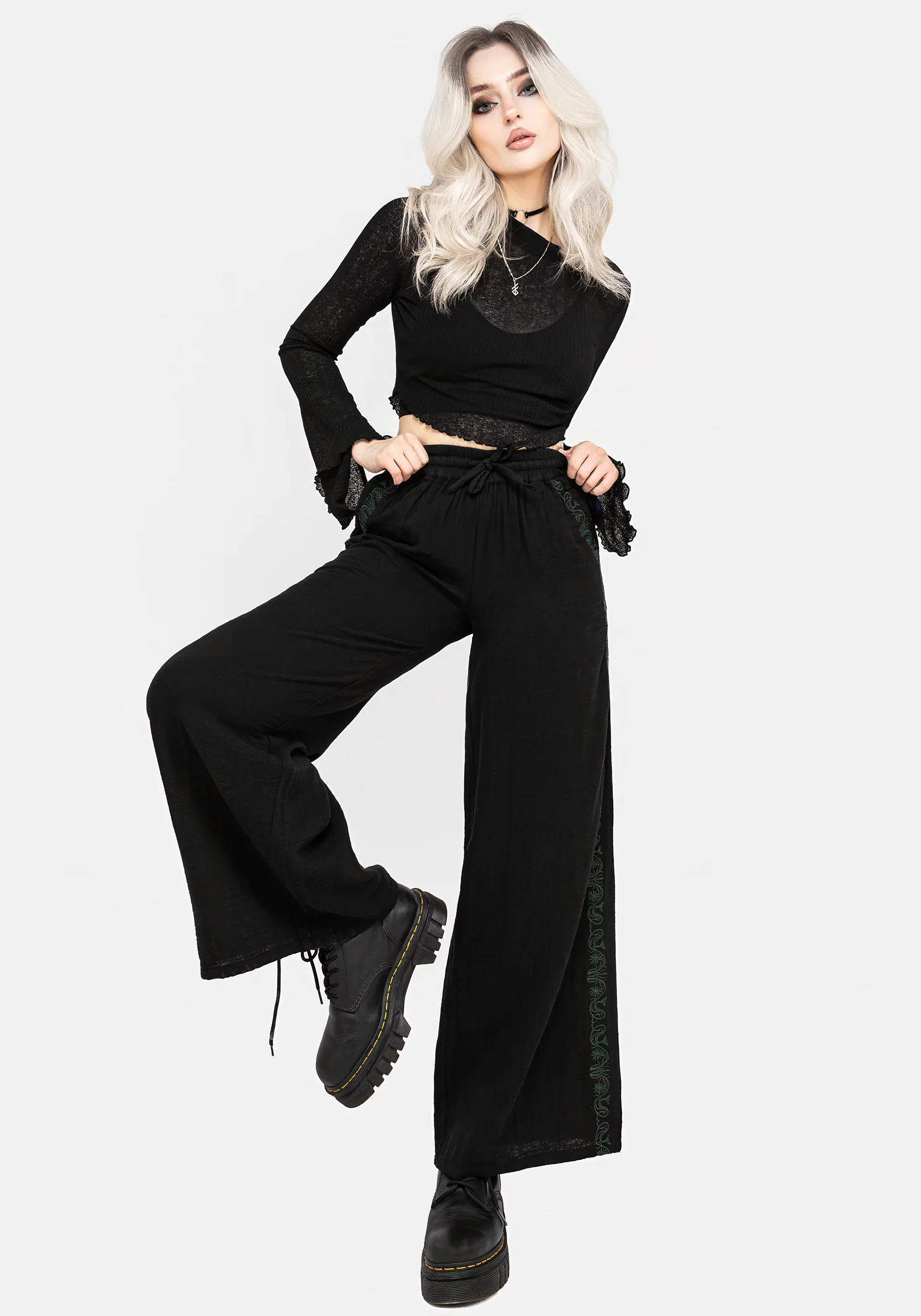 Damiana Embroidered Cotton Trousers - Image 4