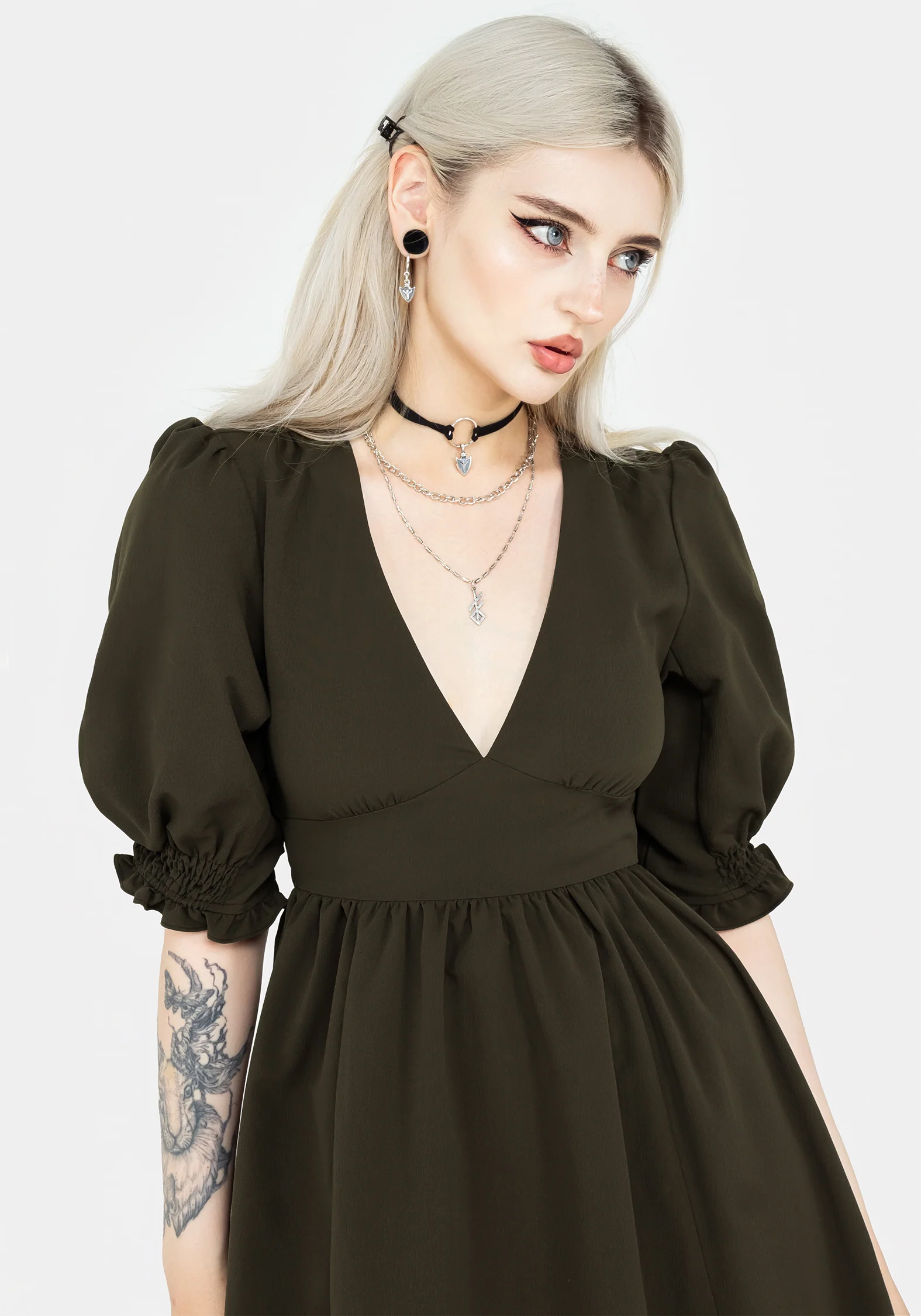 Divination Textured Midi Dress - Green - Image 4
