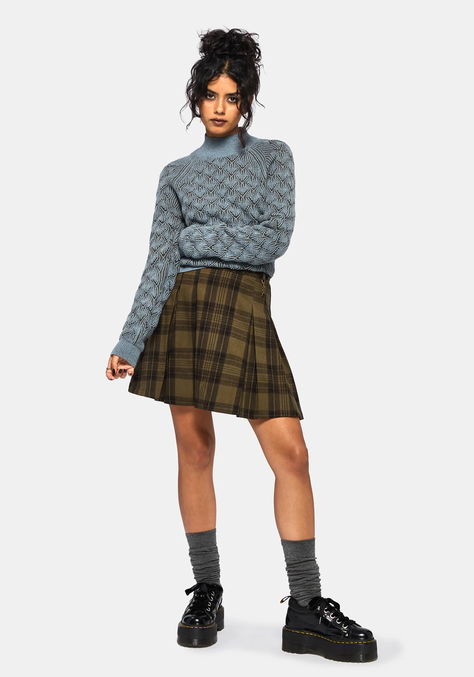 Edna Cotton Leaf Ribbed Funnel Neck Sweater - Image 4