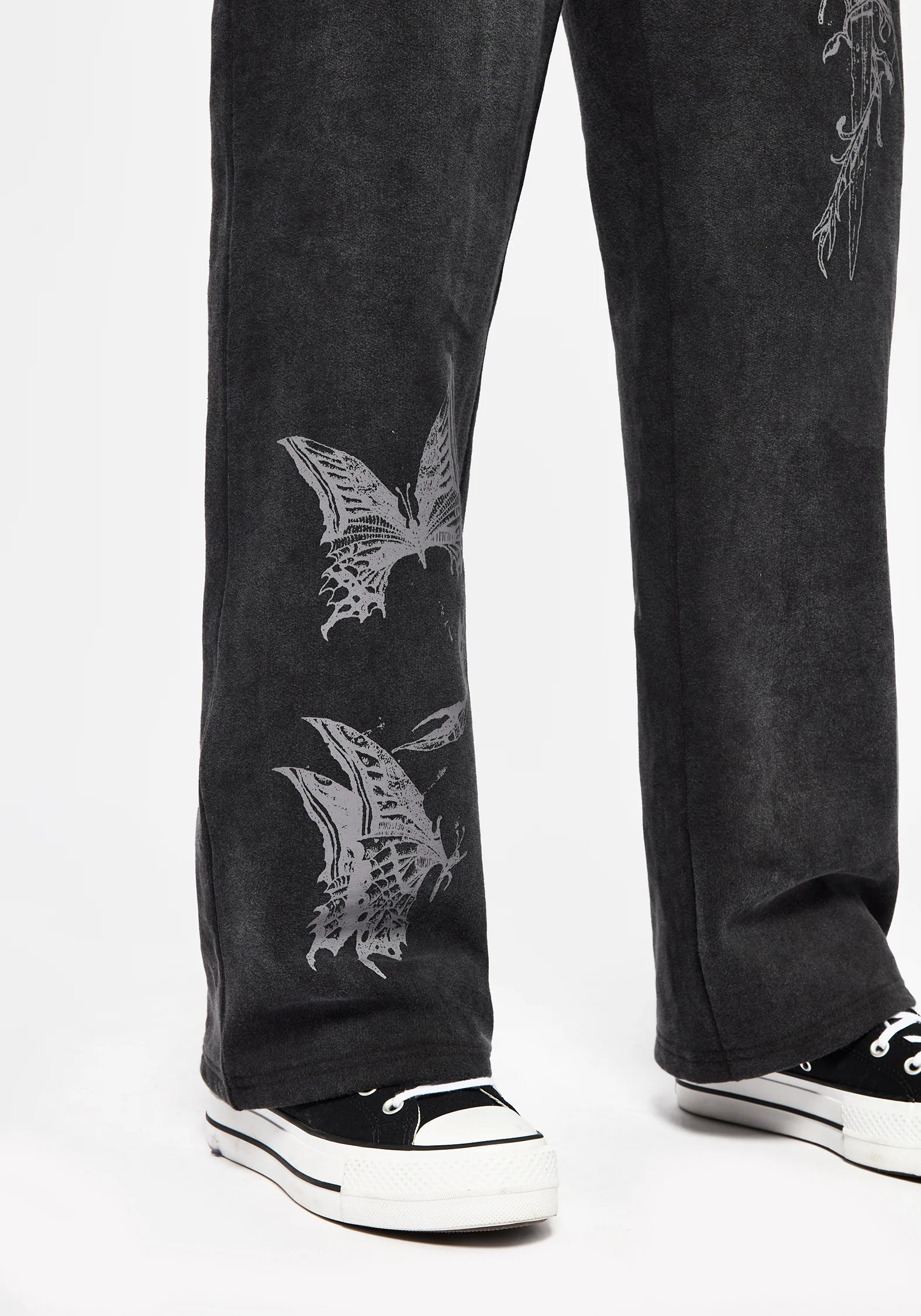 Entwined Rose Graphic Print Straight Leg Sweatpants - Image 2