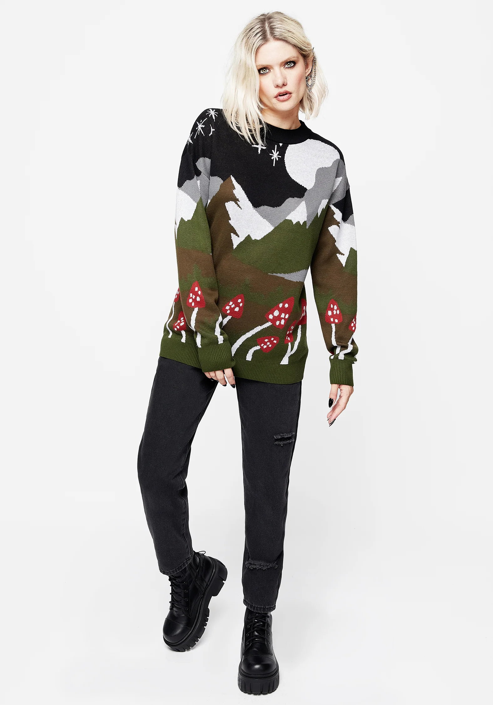 Faraway Mock Neck Knit Sweater - Green - Image 4