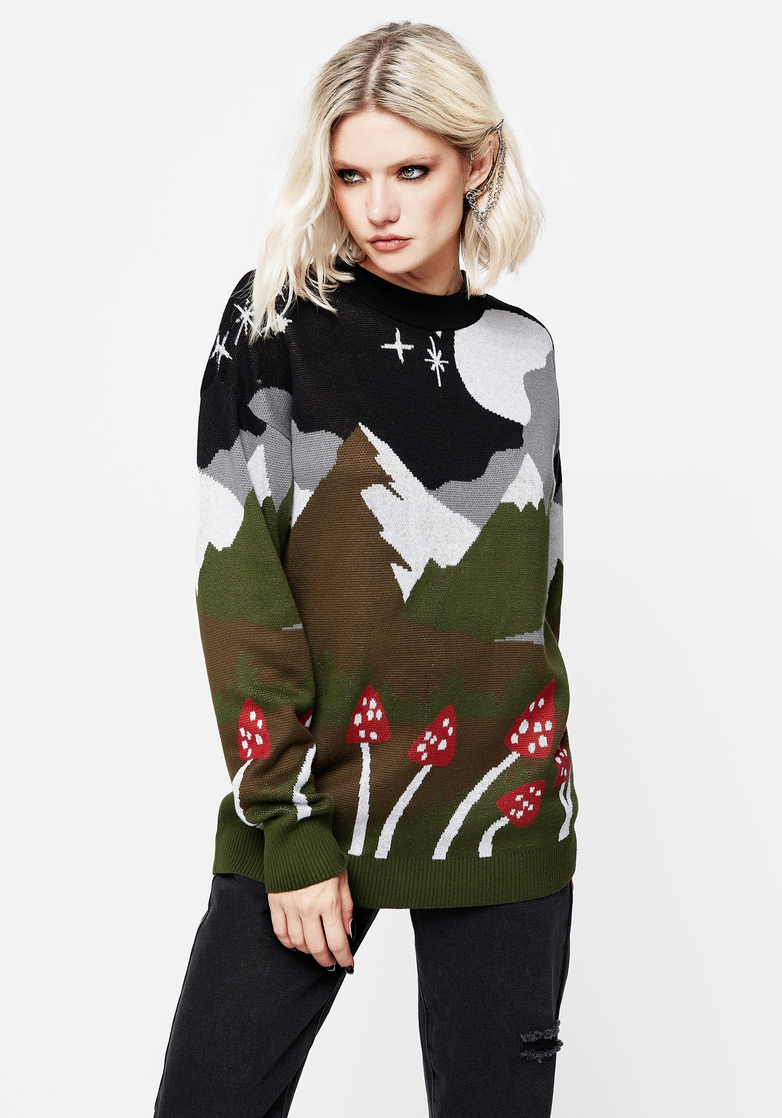 Faraway Mock Neck Knit Sweater - Green - Image 5