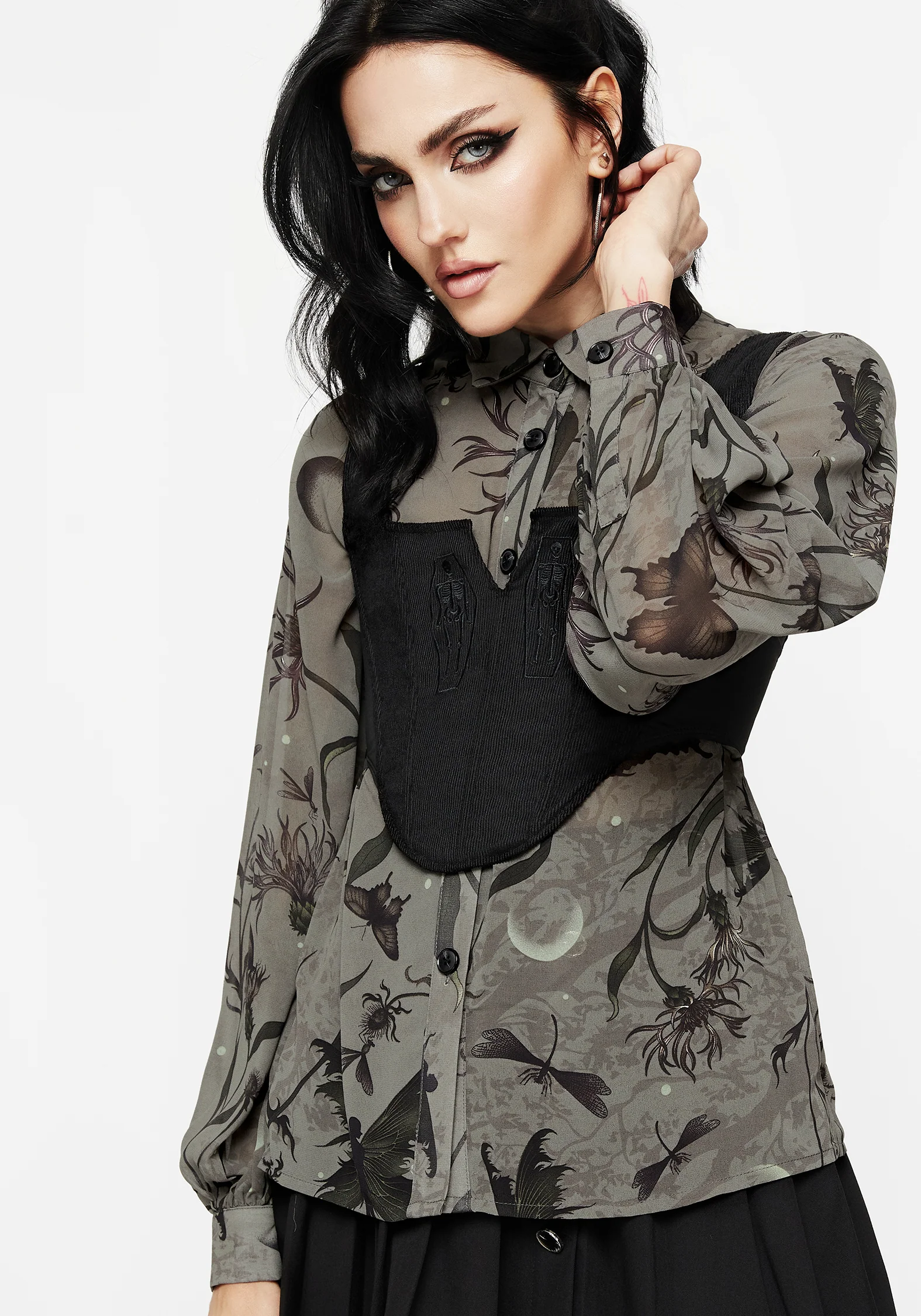 Gloriana Floral Print Chiffon Shirt - Image 5