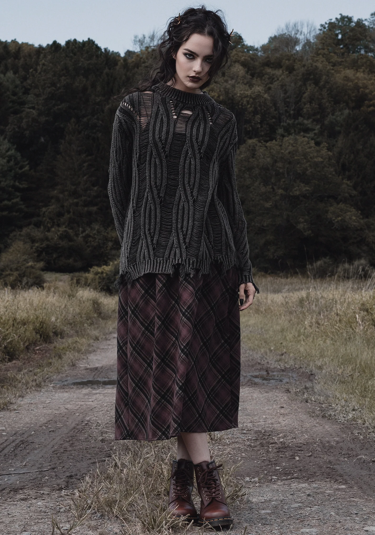 Hickory Check Midi Skirt - Image 6