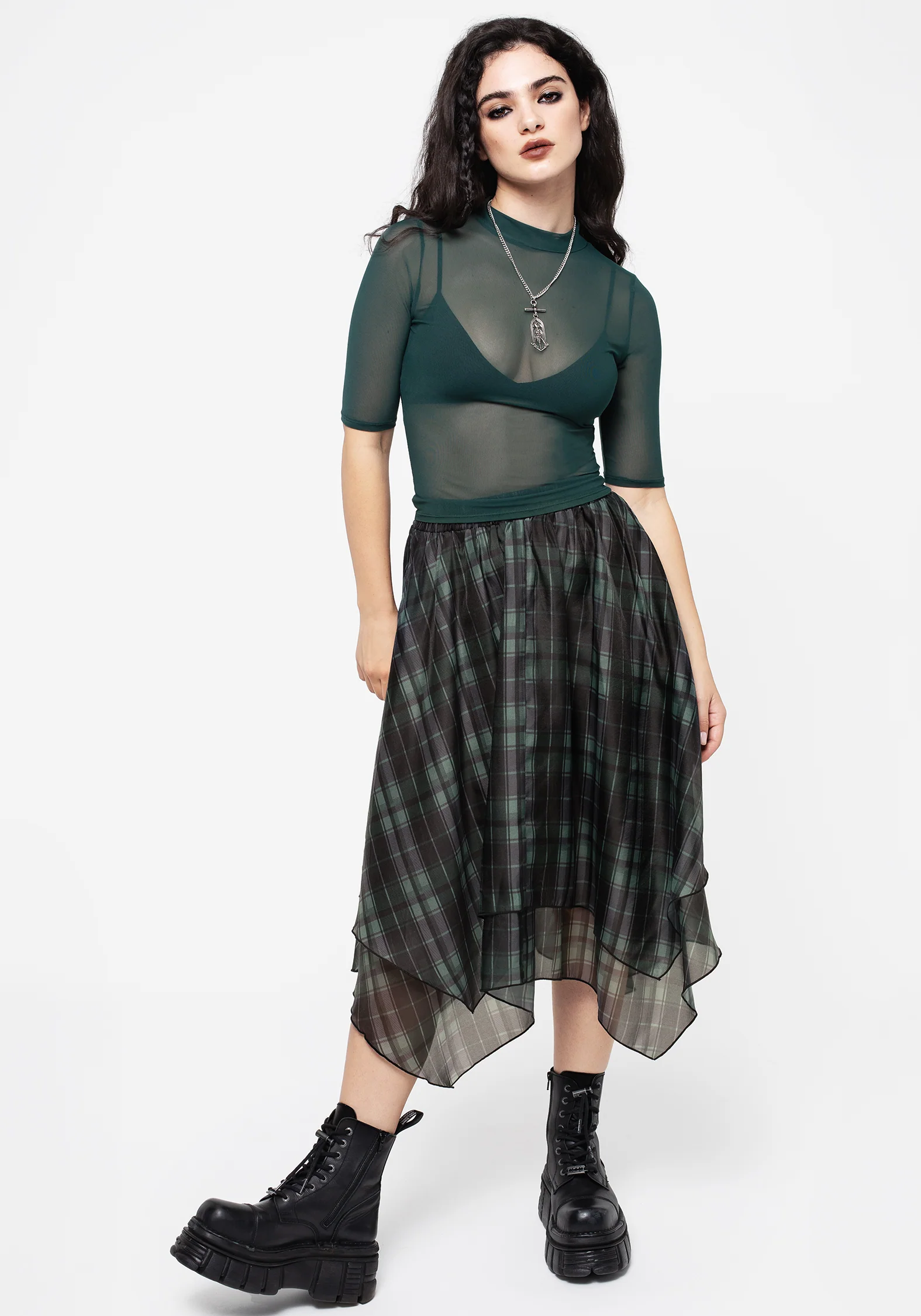 Jinx Mesh Short Sleeve Top - Green - Image 5