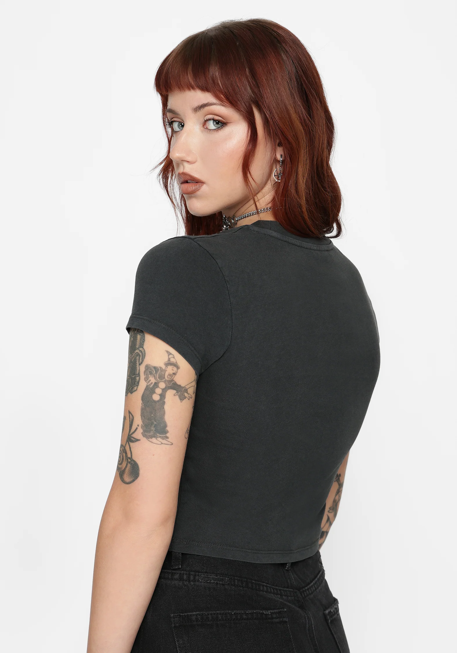 Maypole Fairy Print Crop T-Shirt- Black - Image 3