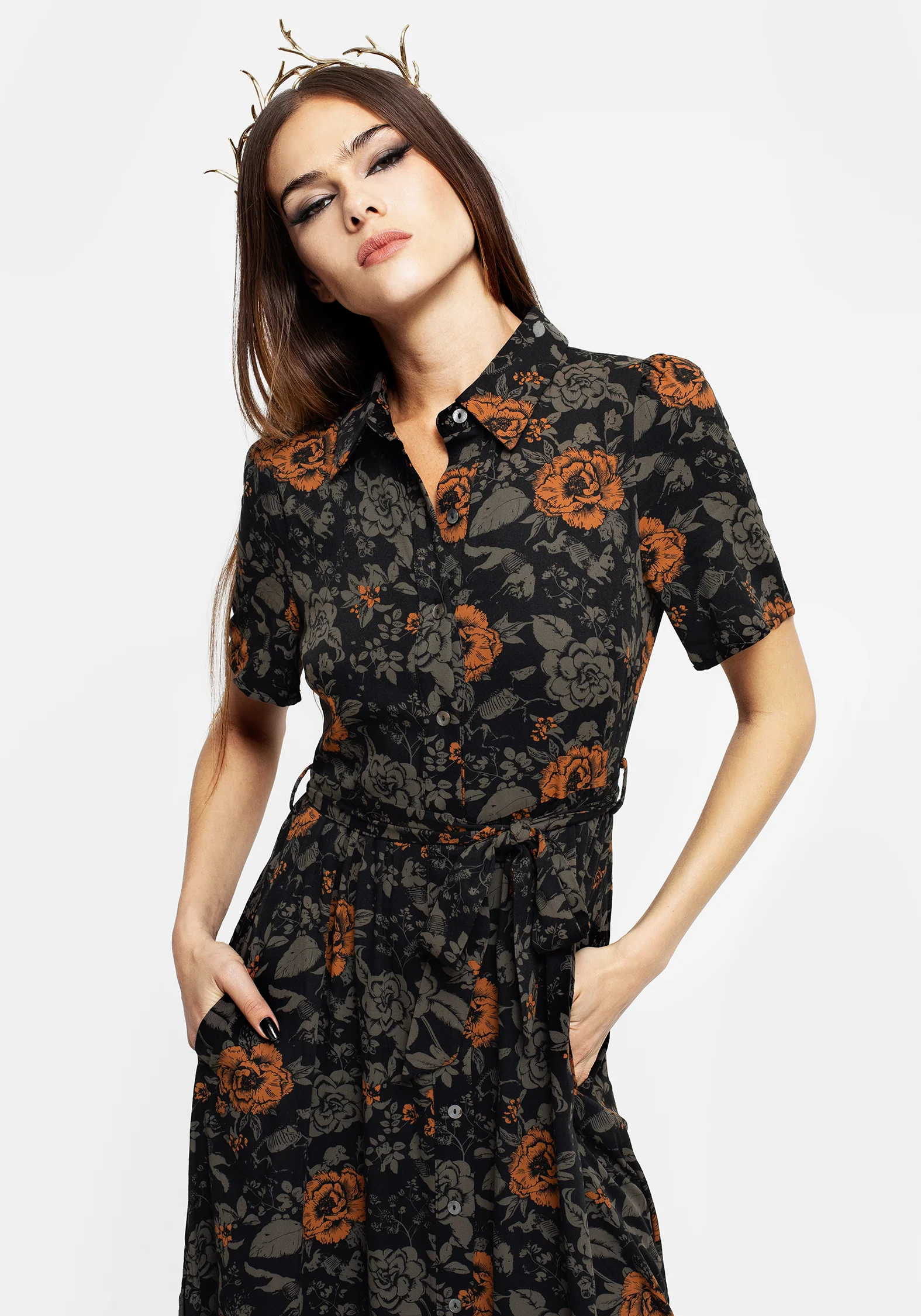 Mortify Floral Print Midi Shirt Dress - Image 5