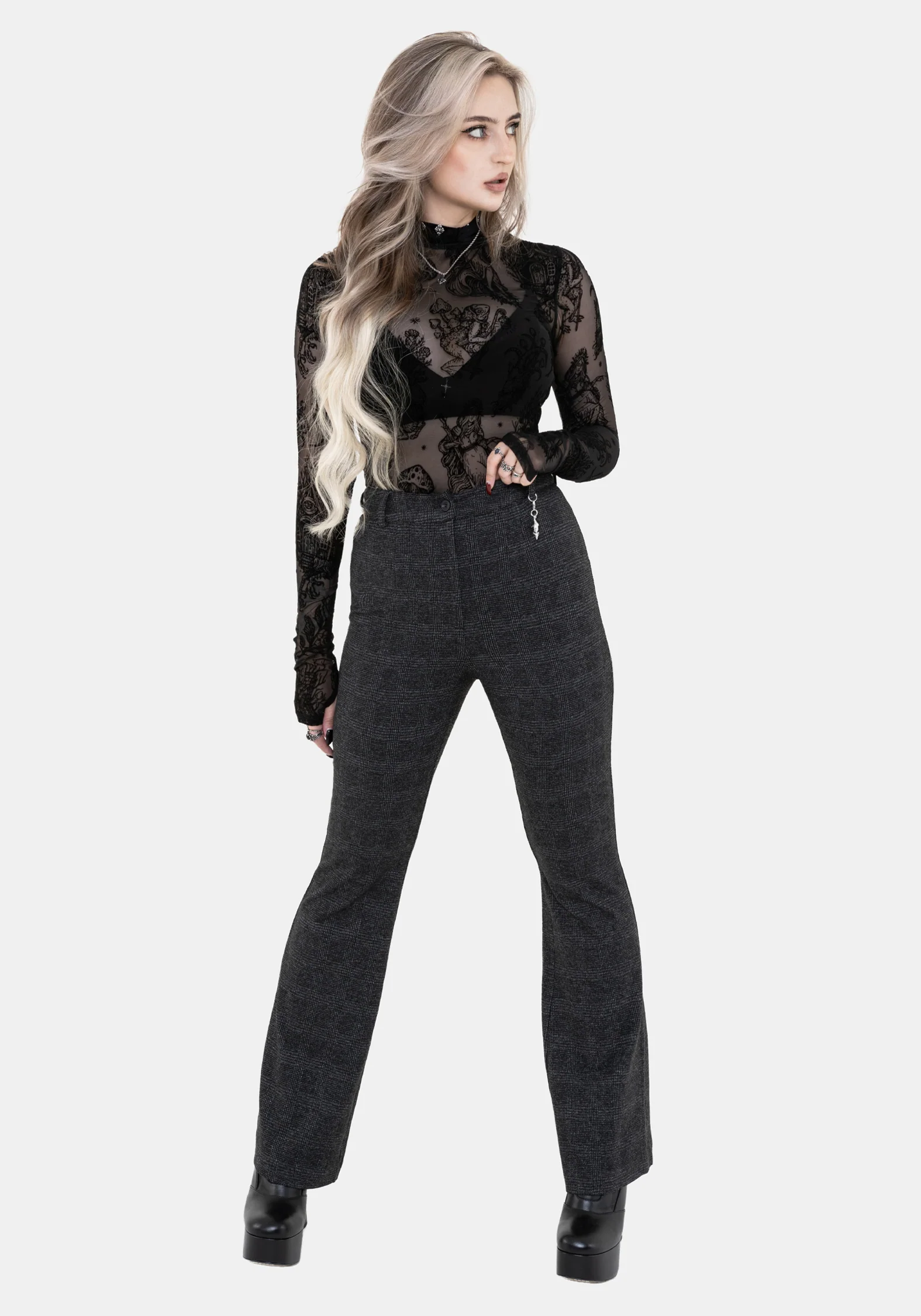 Moura Check Fit And Flare Trouser With Charm - Image 8