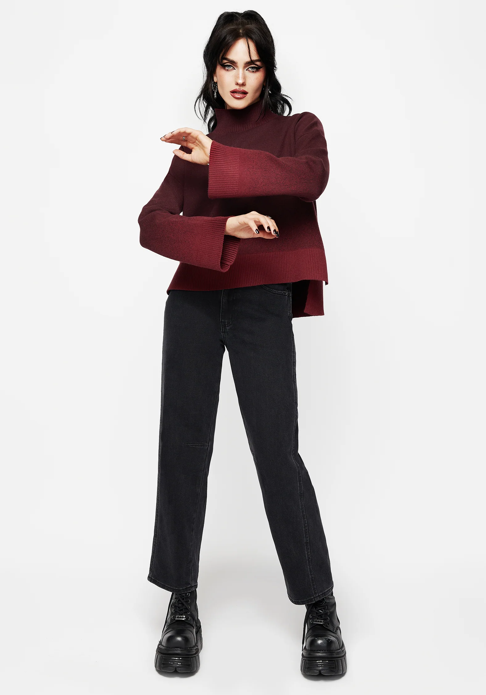 Nightjar Ombre Knit Sweater - Red - Image 5