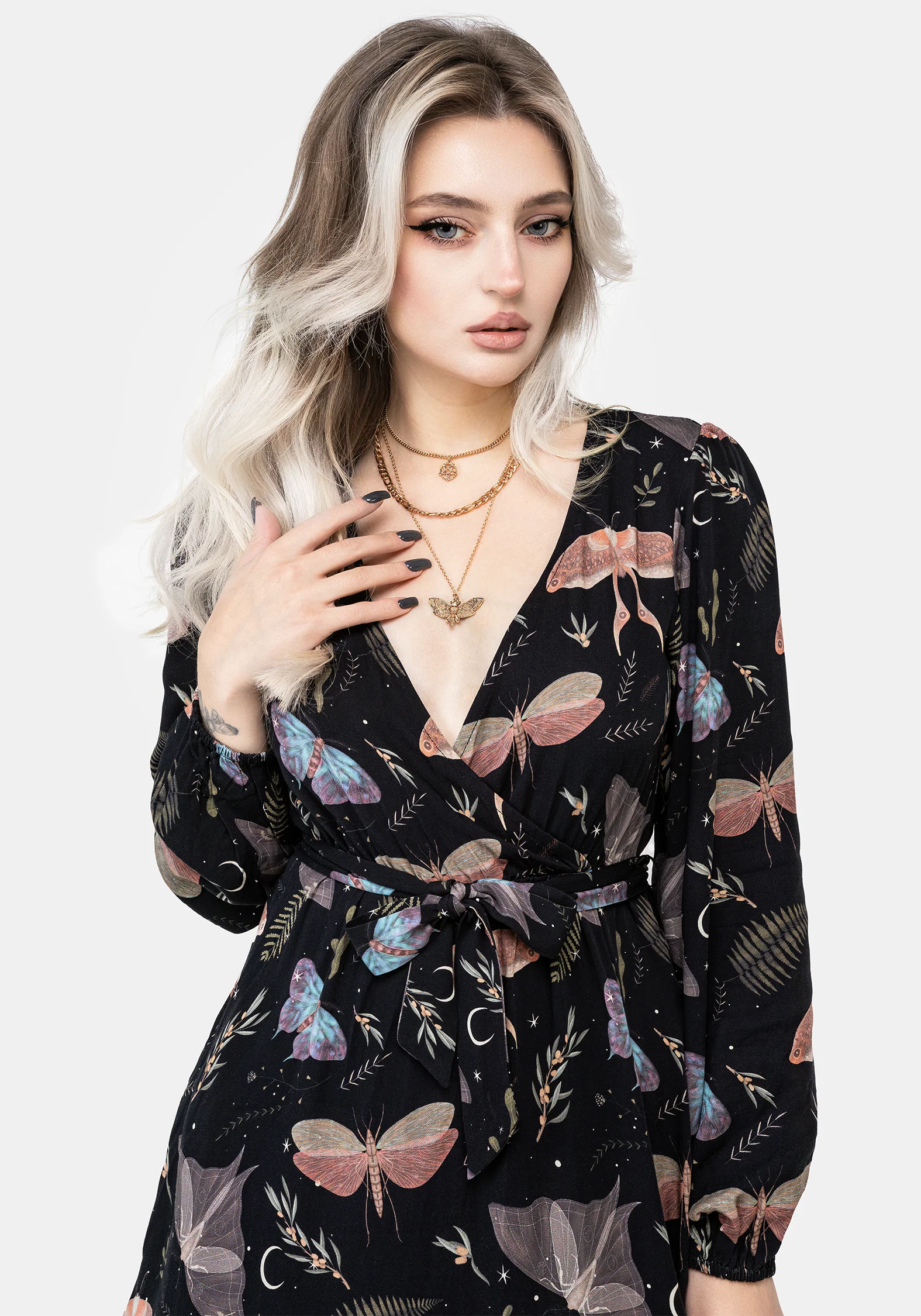Nightmoth Mini Wrap Dress - Image 6