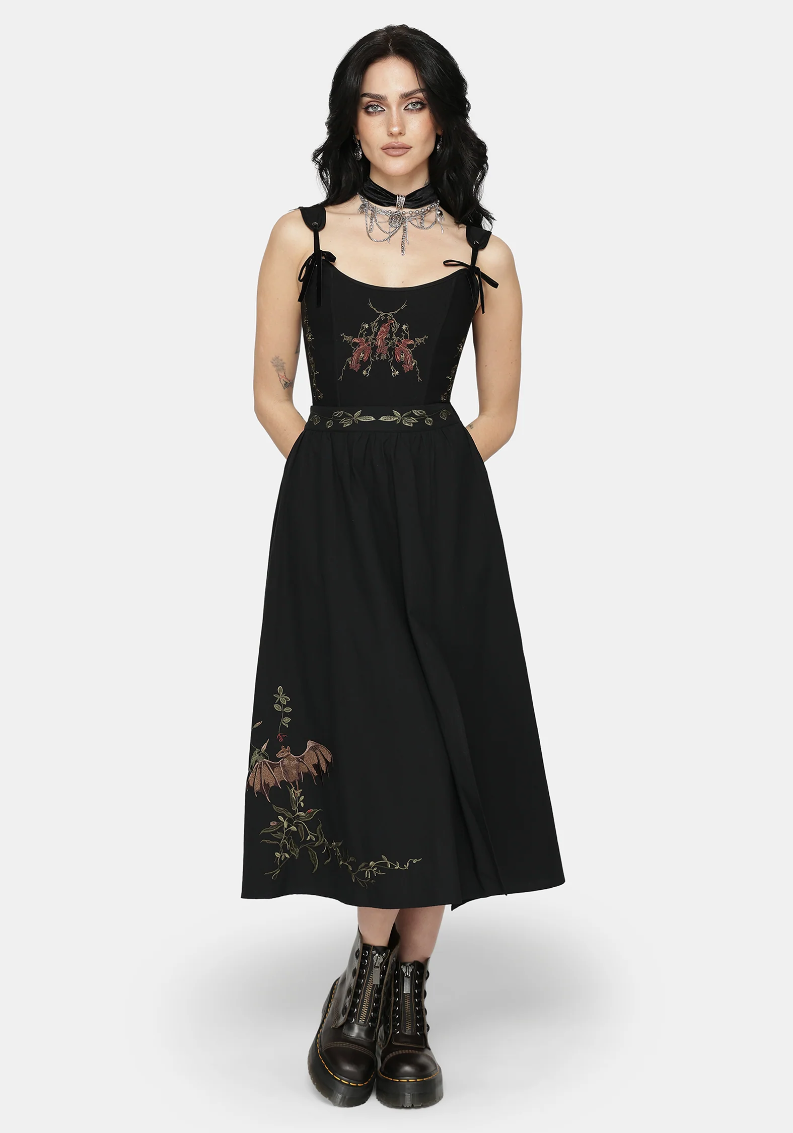 Orena Bat Embroidered Midaxi Skirt - Image 2