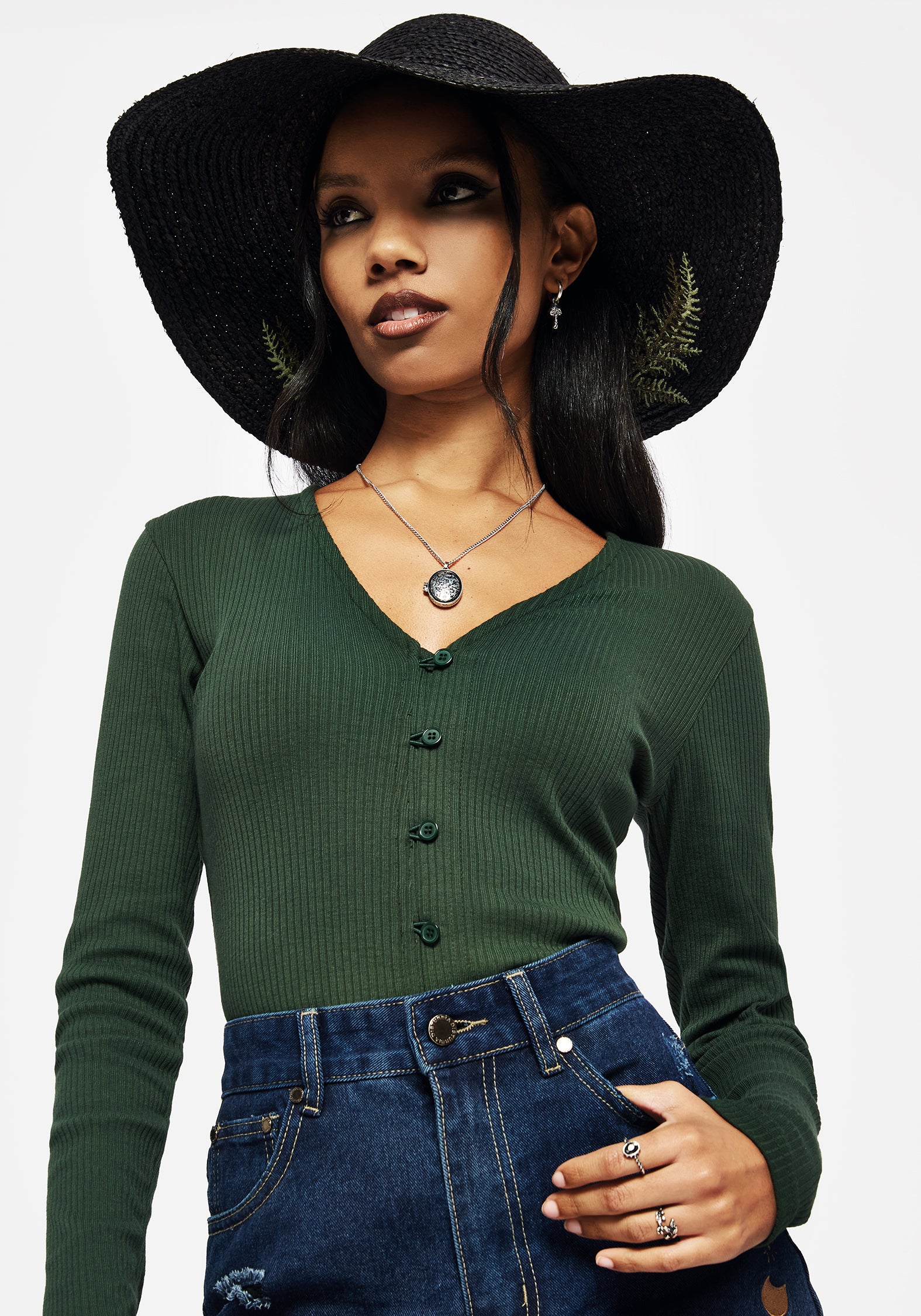 Osmunda Fern Embroidered Sun Hat - Image 5