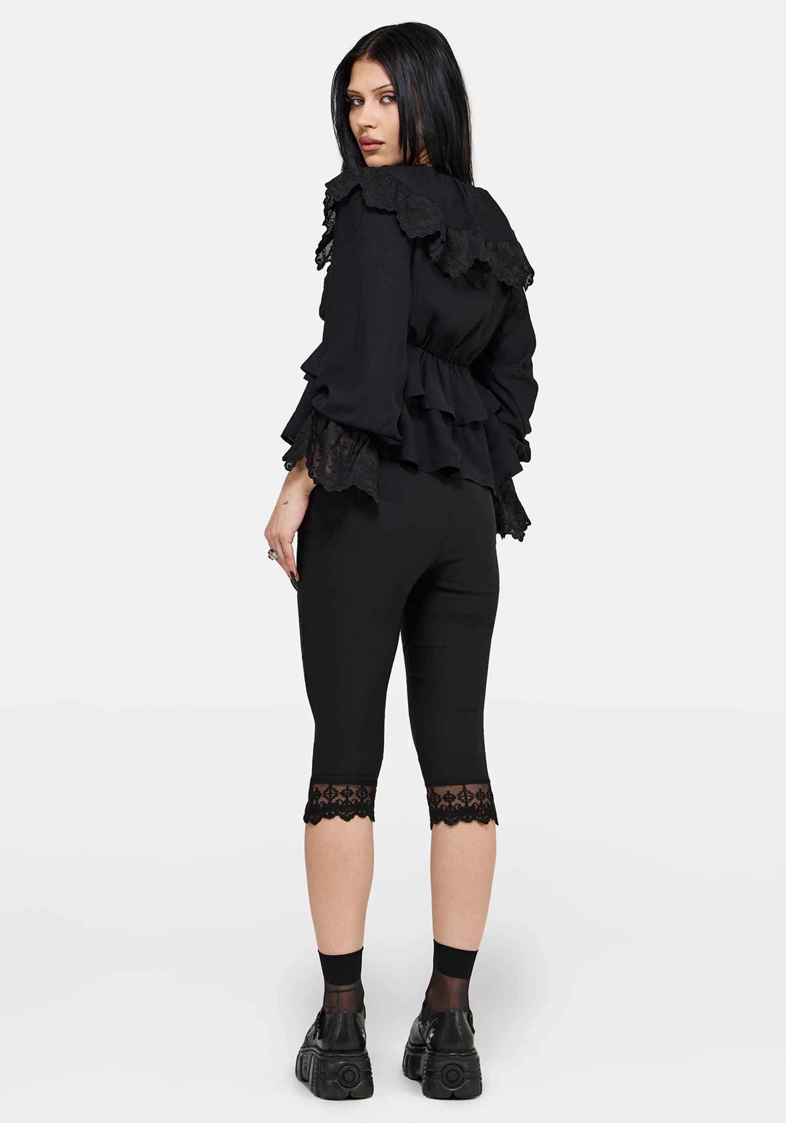 Ottie Ruffle Neck Tie Front Blouse - Image 4