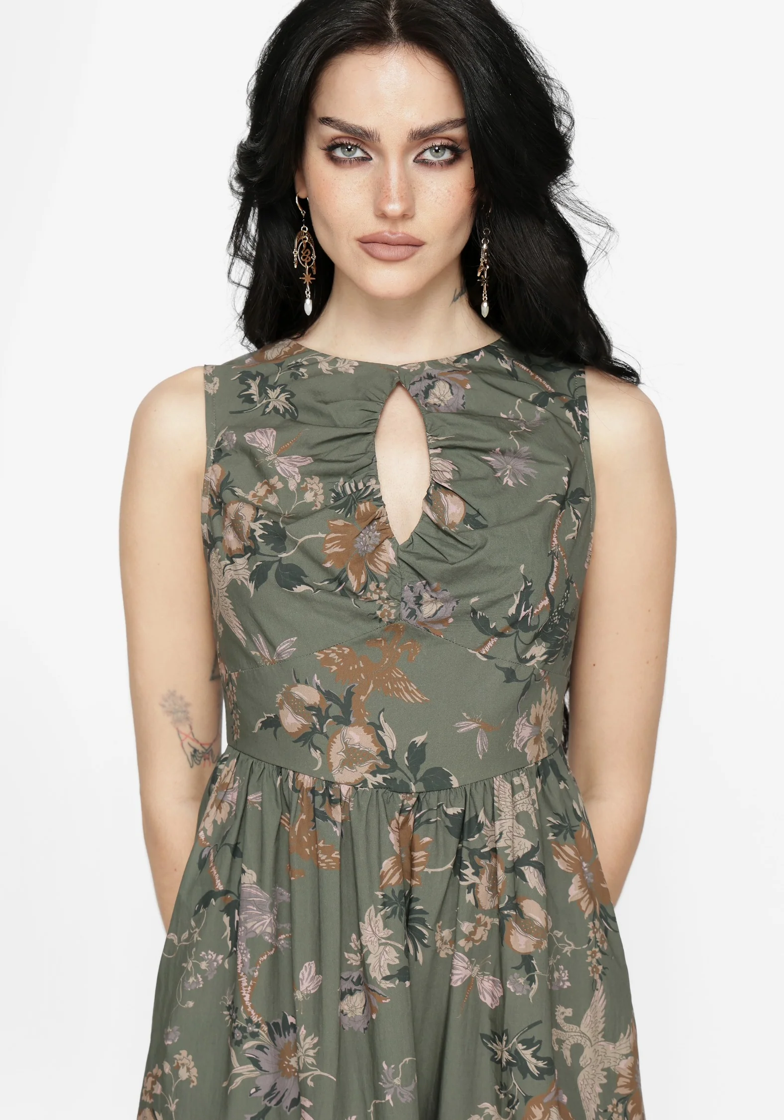 Poison Eden Print Cut Out Midi Dress - Image 5