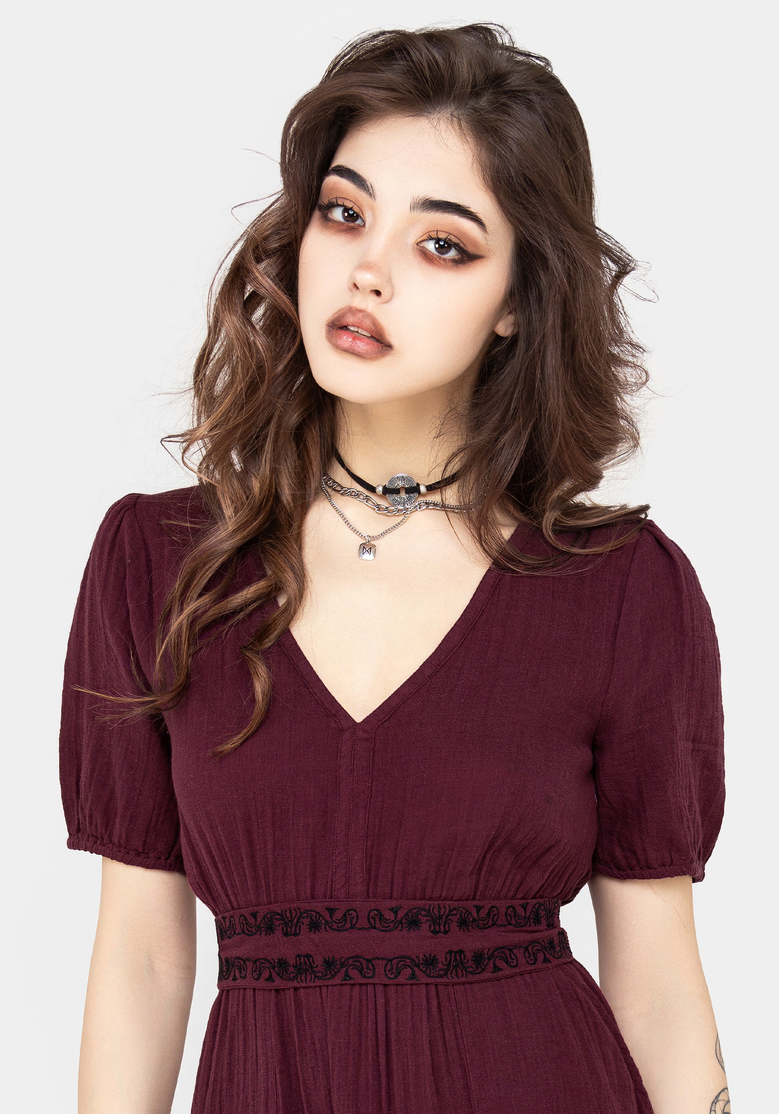 Poultice Embroidered Cotton Midi Dress - Image 6