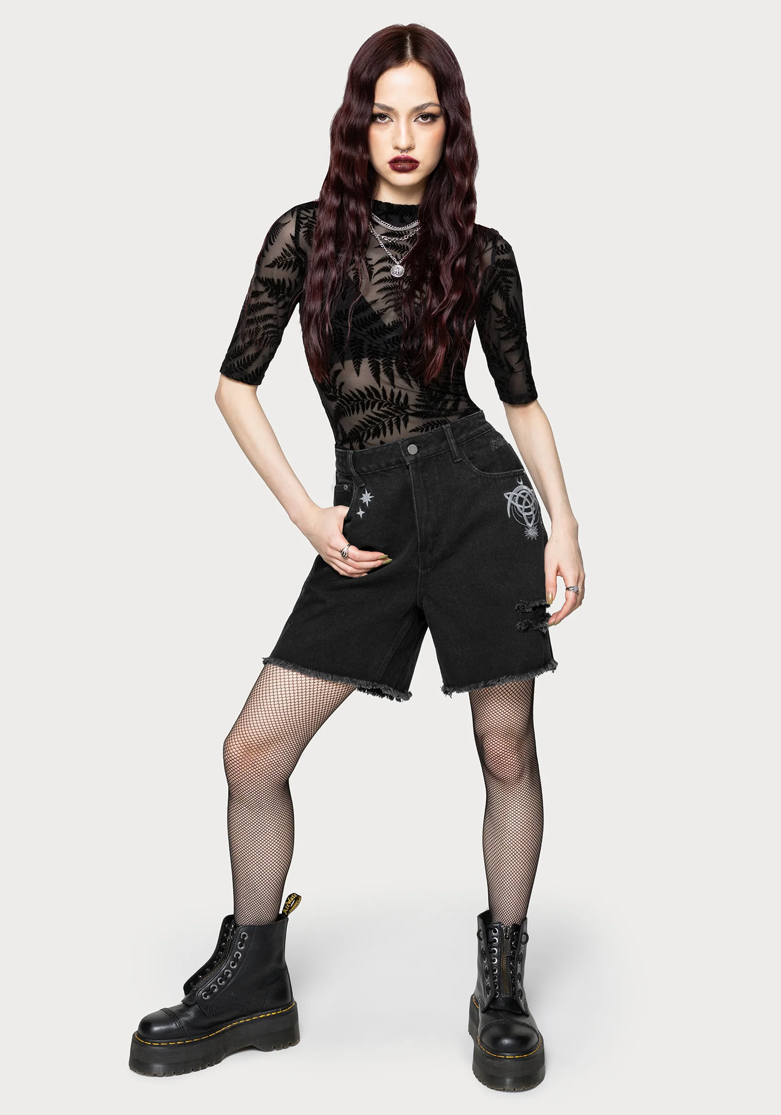 Reina Celestial Embroidered Denim Short - Image 6