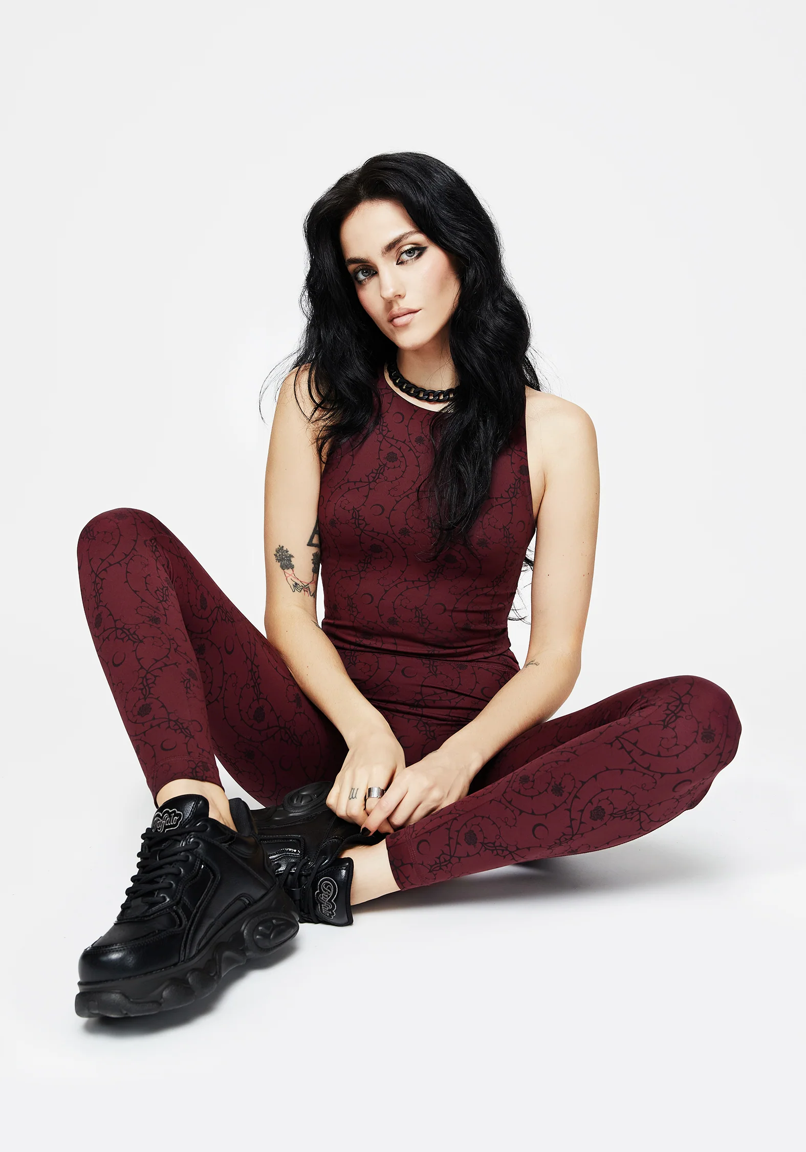 Rosethorn Floral Print Athleisure Sports Leggings - Image 5