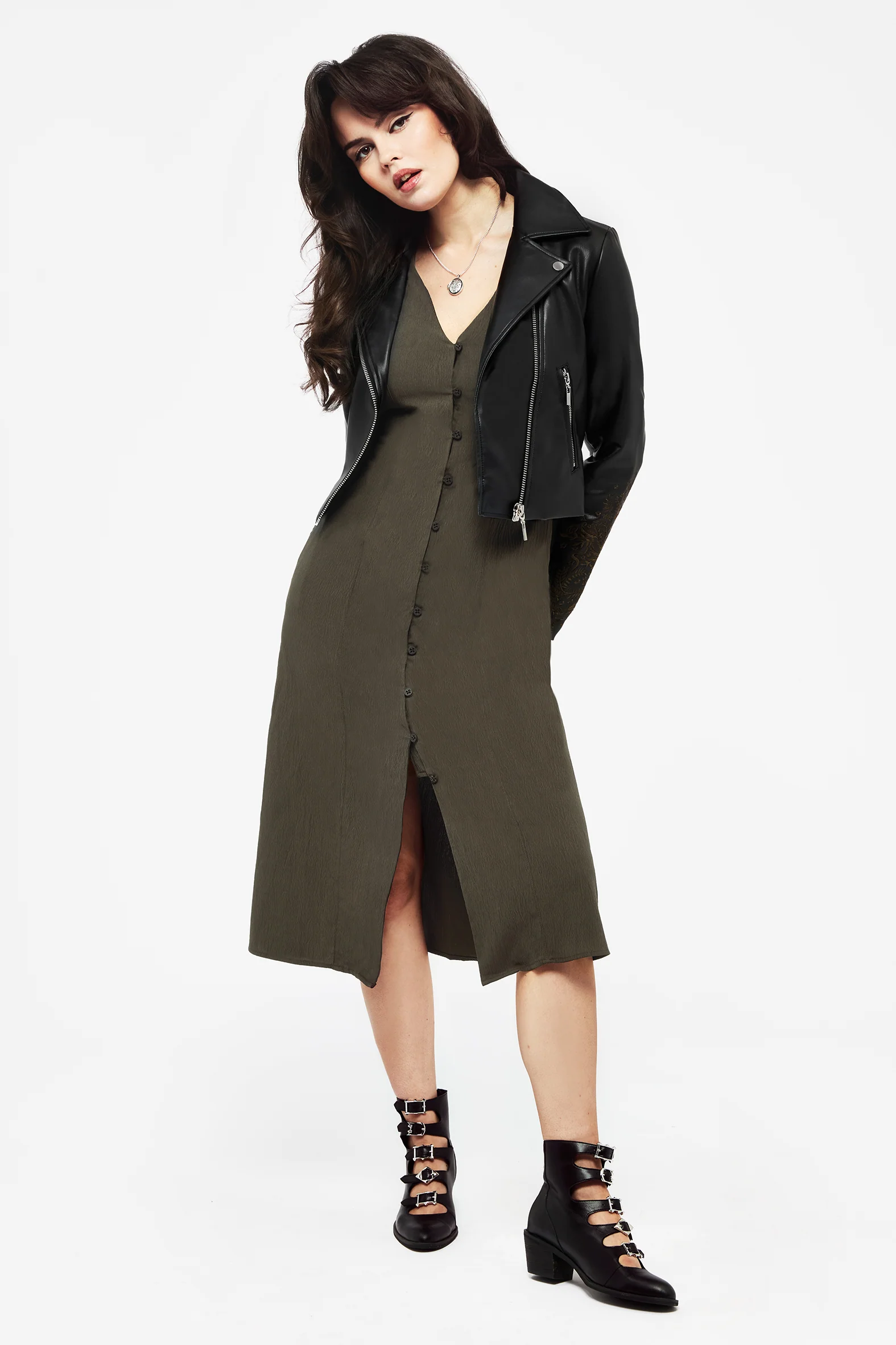 Rosette Button Up Midi Dress - Image 5