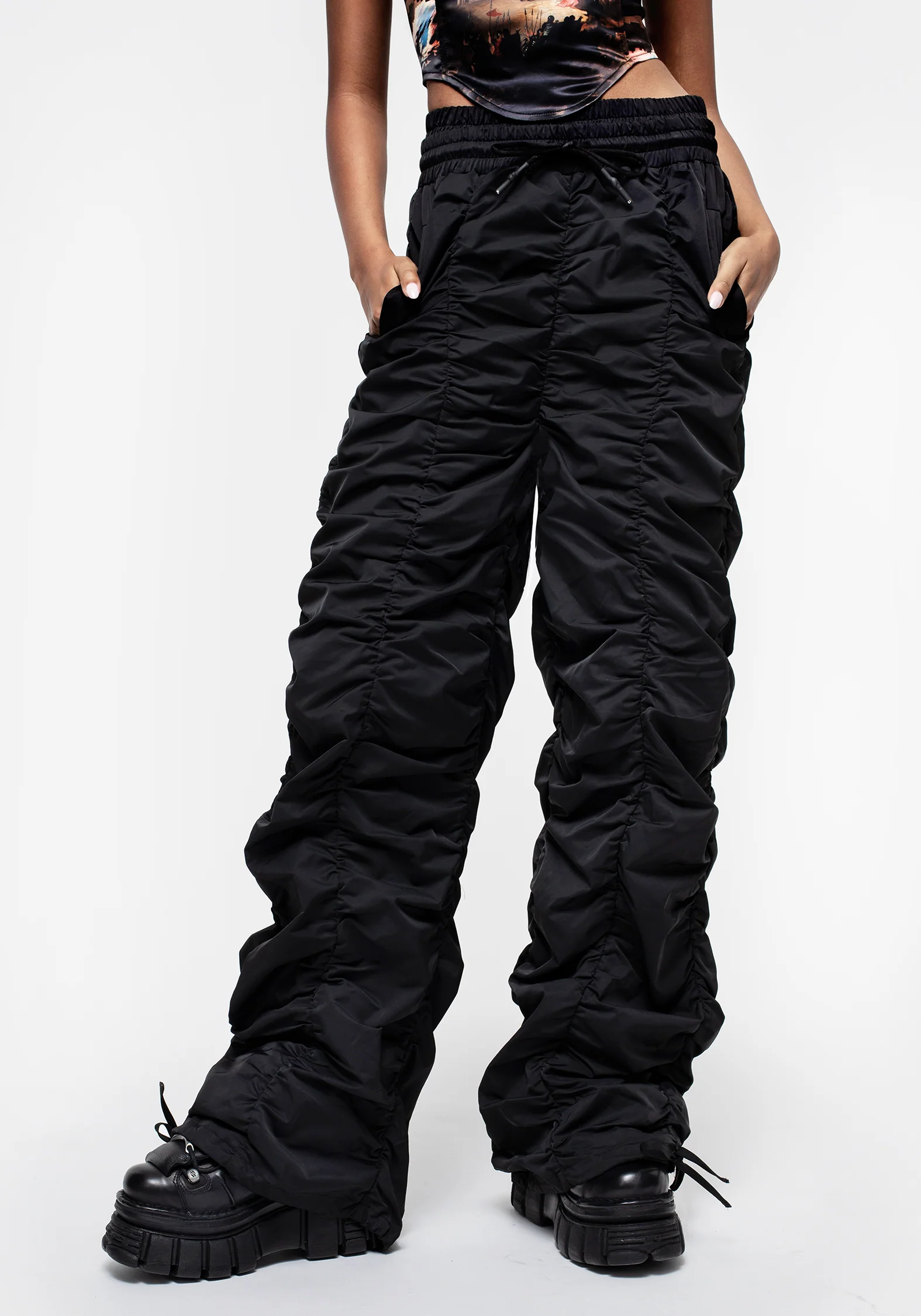 Shockwork Ruched Wide Leg Trousers - Image 4