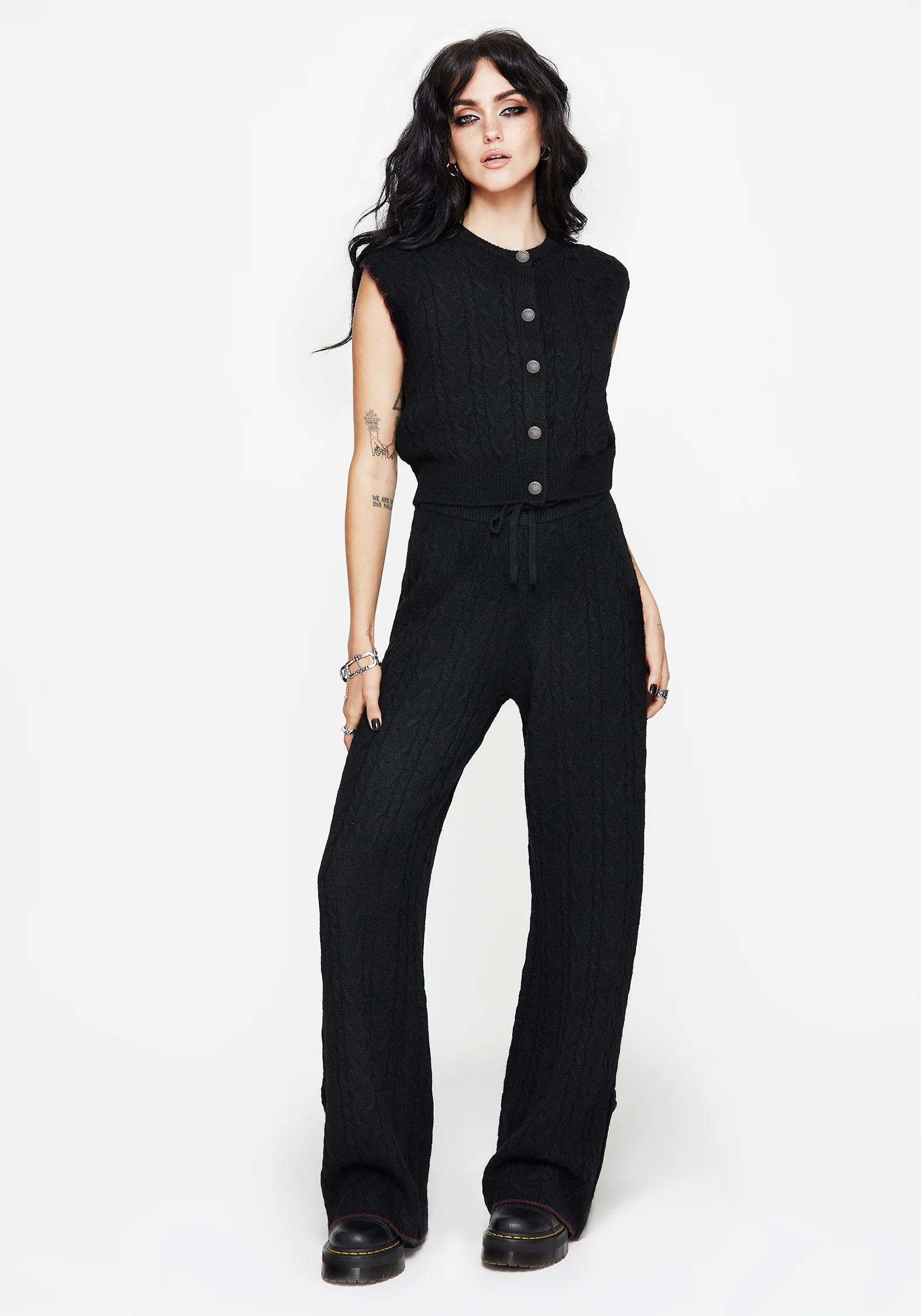 Sophia Button Up Cable Knit Waistcoat - Image 8