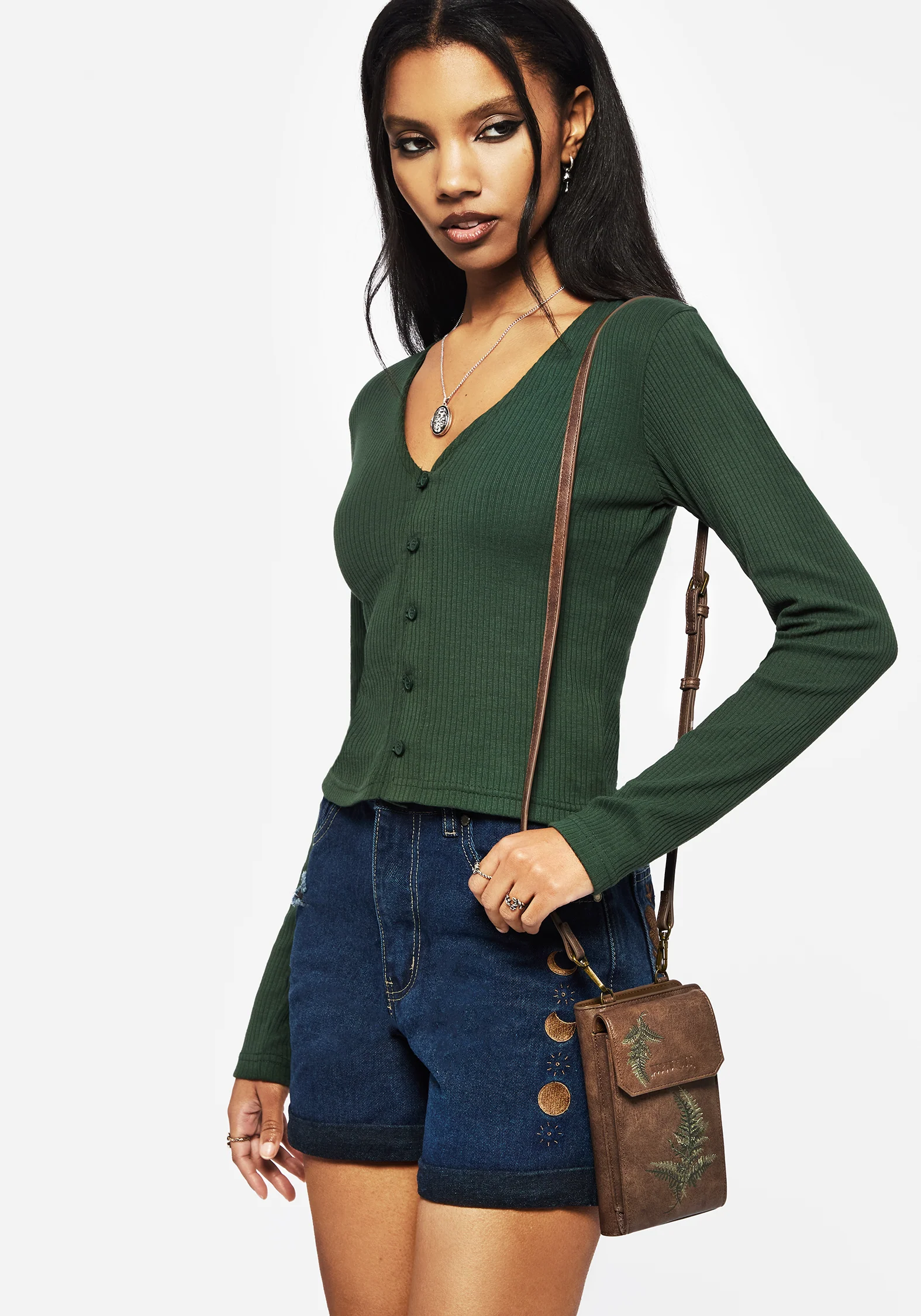 Surcantine Rib Button Up Long Sleeve Top - Image 6