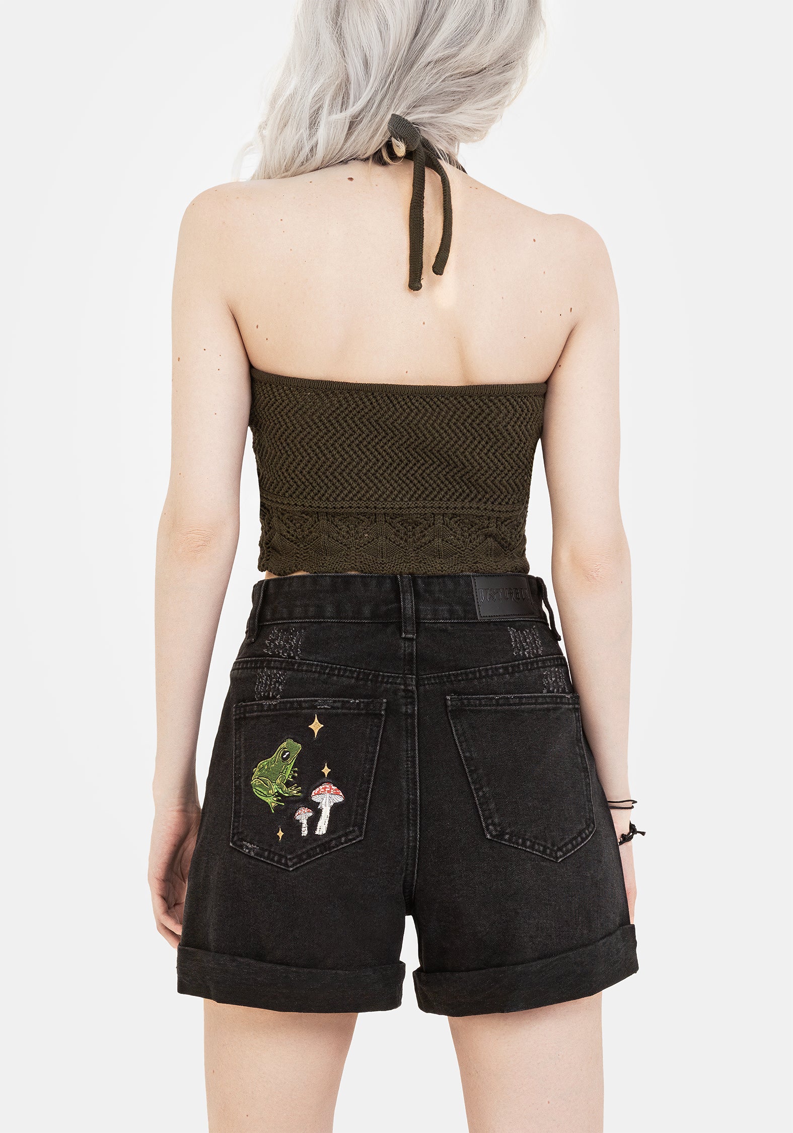 Swamplife Embroidered Denim Shorts - Image 3