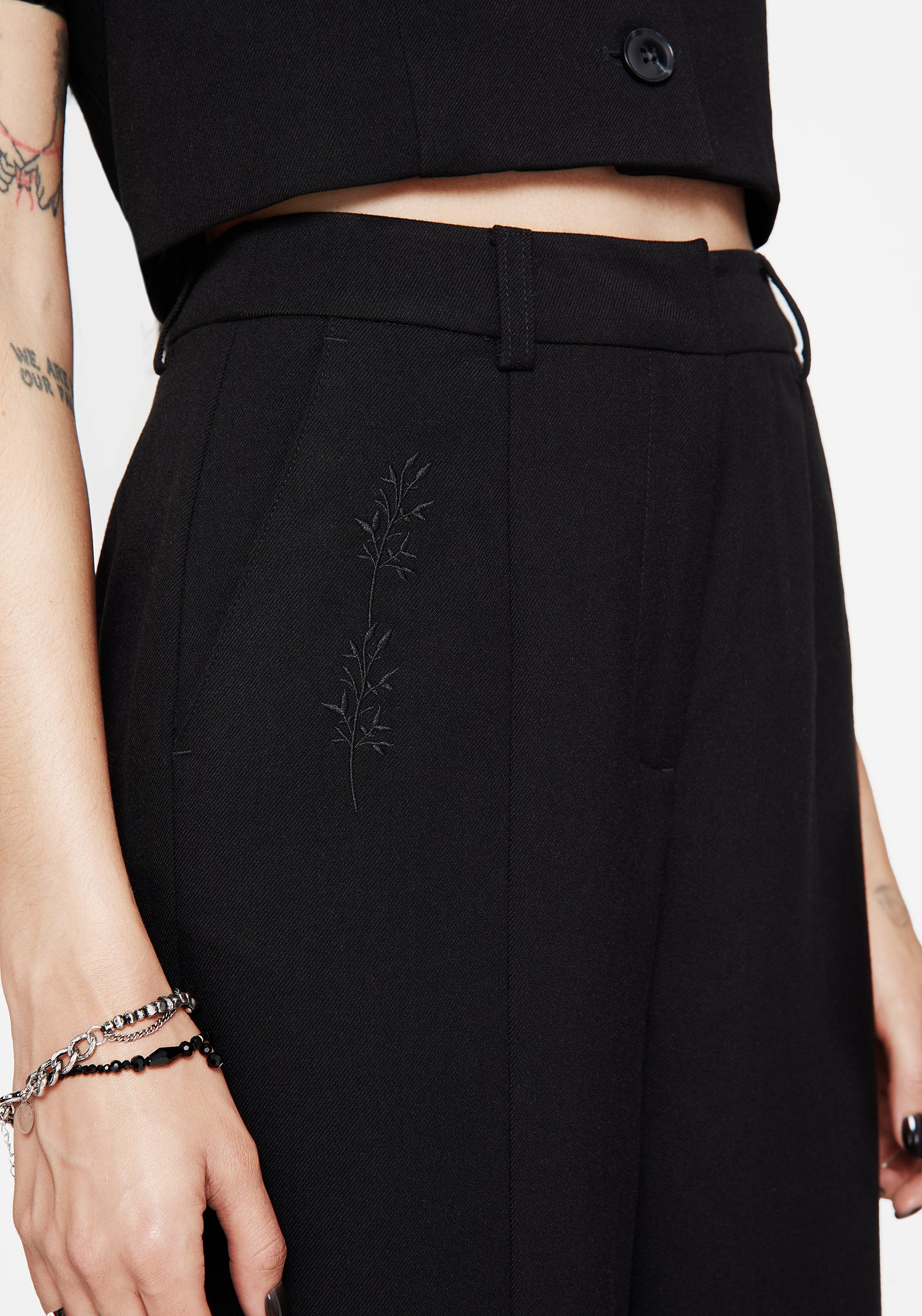 Thora Embroidered Front Split Tailored Trouser - Image 2