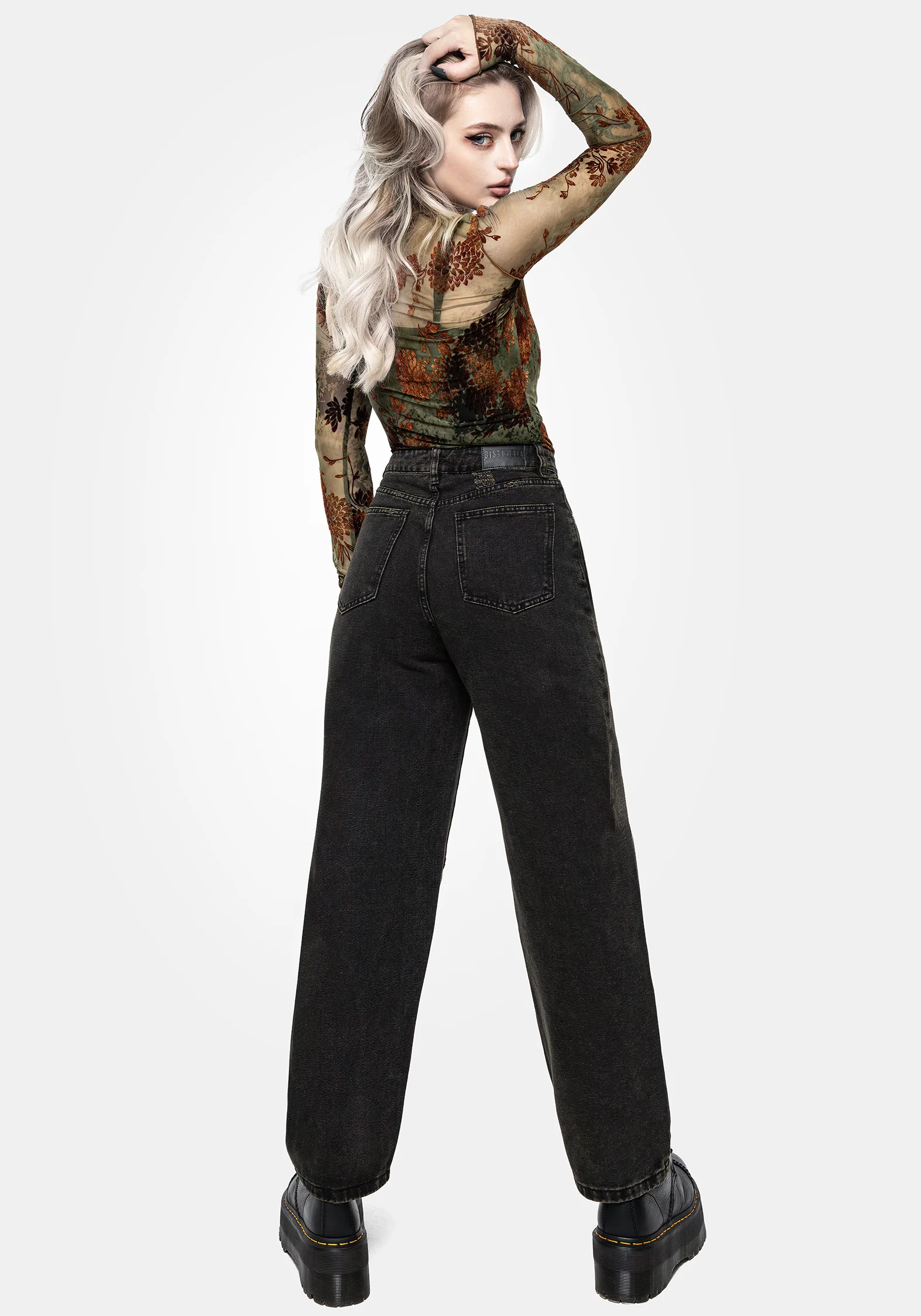 Veltha Floral Embroidered Denim Barrel Leg Jeans - Image 3