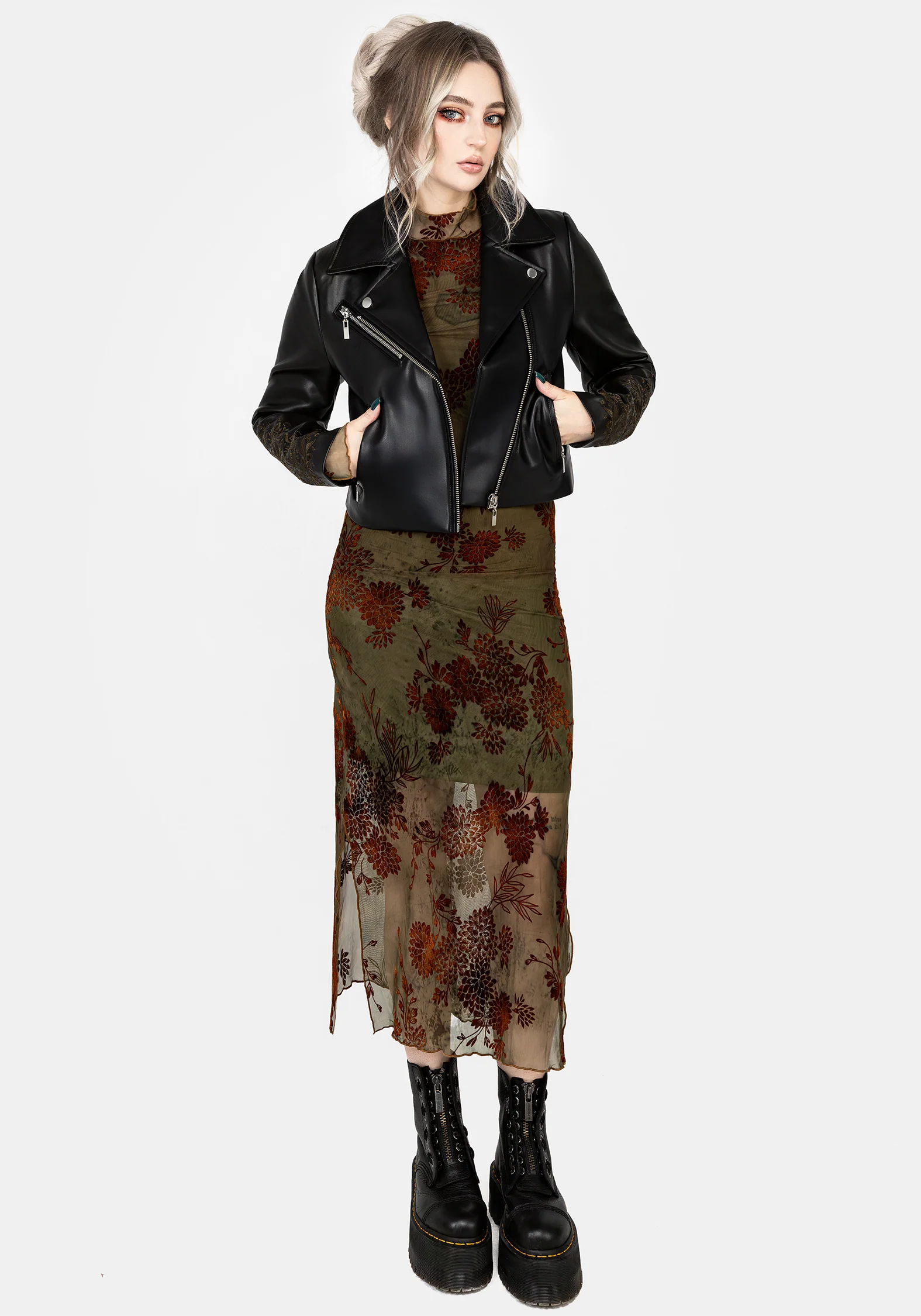 Vervain Embroidered Faux Leather Biker Jacket - Image 6