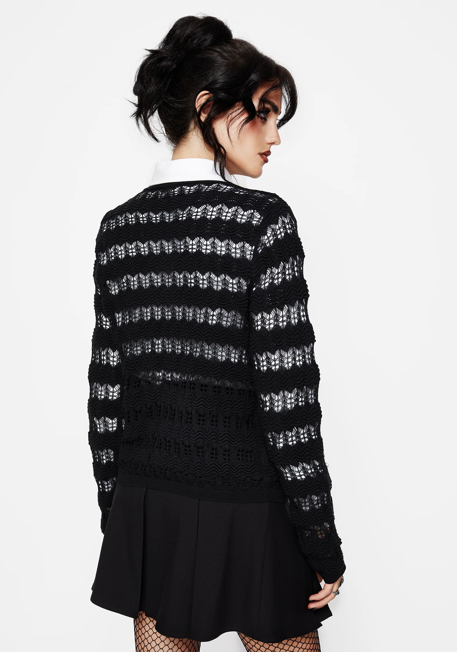 Wyn Cotton ZigZag Knit Long Sleeve Sweater - Image 3