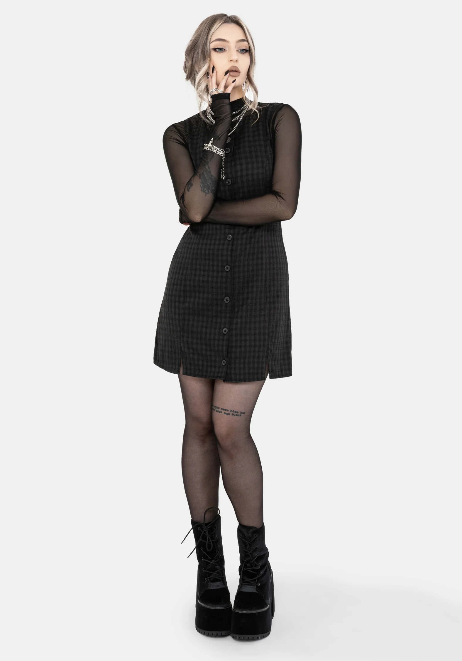 Ziggy Check Button Up Mini Dress - Image 6